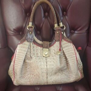 BRAHMIN LEATHER  Creamy and Brown Women's Alligator Bag